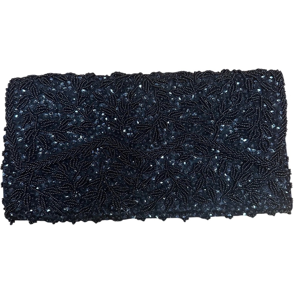 Vintage La Regale Beaded Handbag black clutch flash glam pop‎ chic